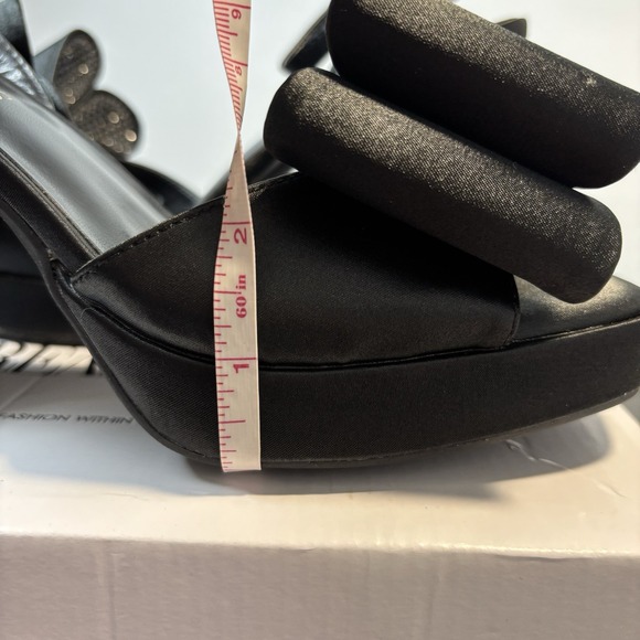 SHEIN Platform Rhinestone Bow Satin‎ Sz 8.5 Party Formal Business Office Prom - Picture 3 of 7